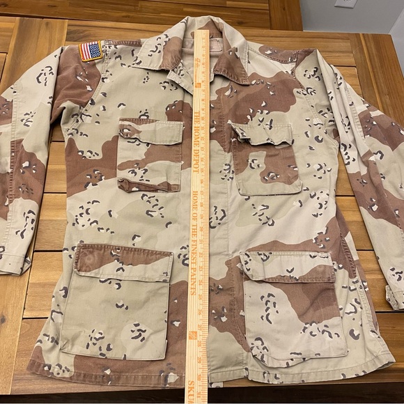 Vintage US Army Desert Storm Chocolate Chip Camo Combat Coat Jacket Medium Long - Picture 9 of 10